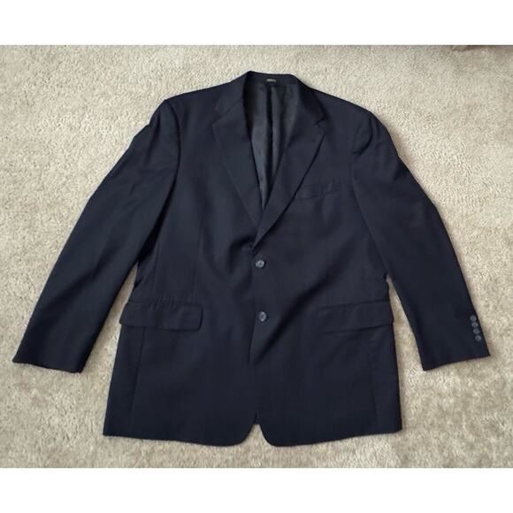 SOCIETY BRAND LTD HARTMARX Men's Black Stripe 48R Blazer Jacket Sport Coat EUC - Picture 1 of 10